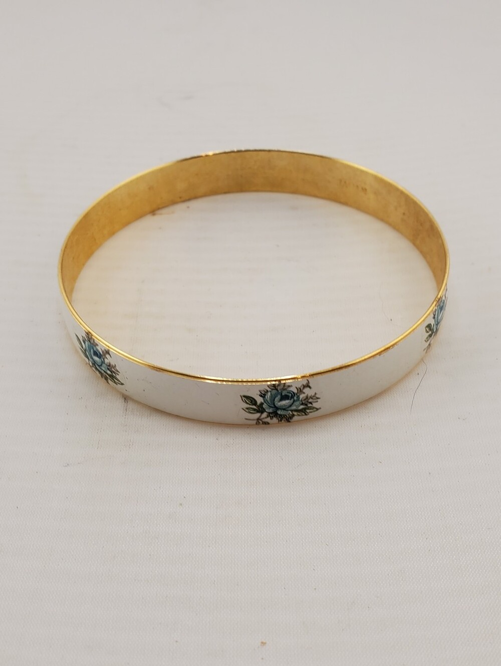 Guilloche Blue Rose Bangle Bracelet